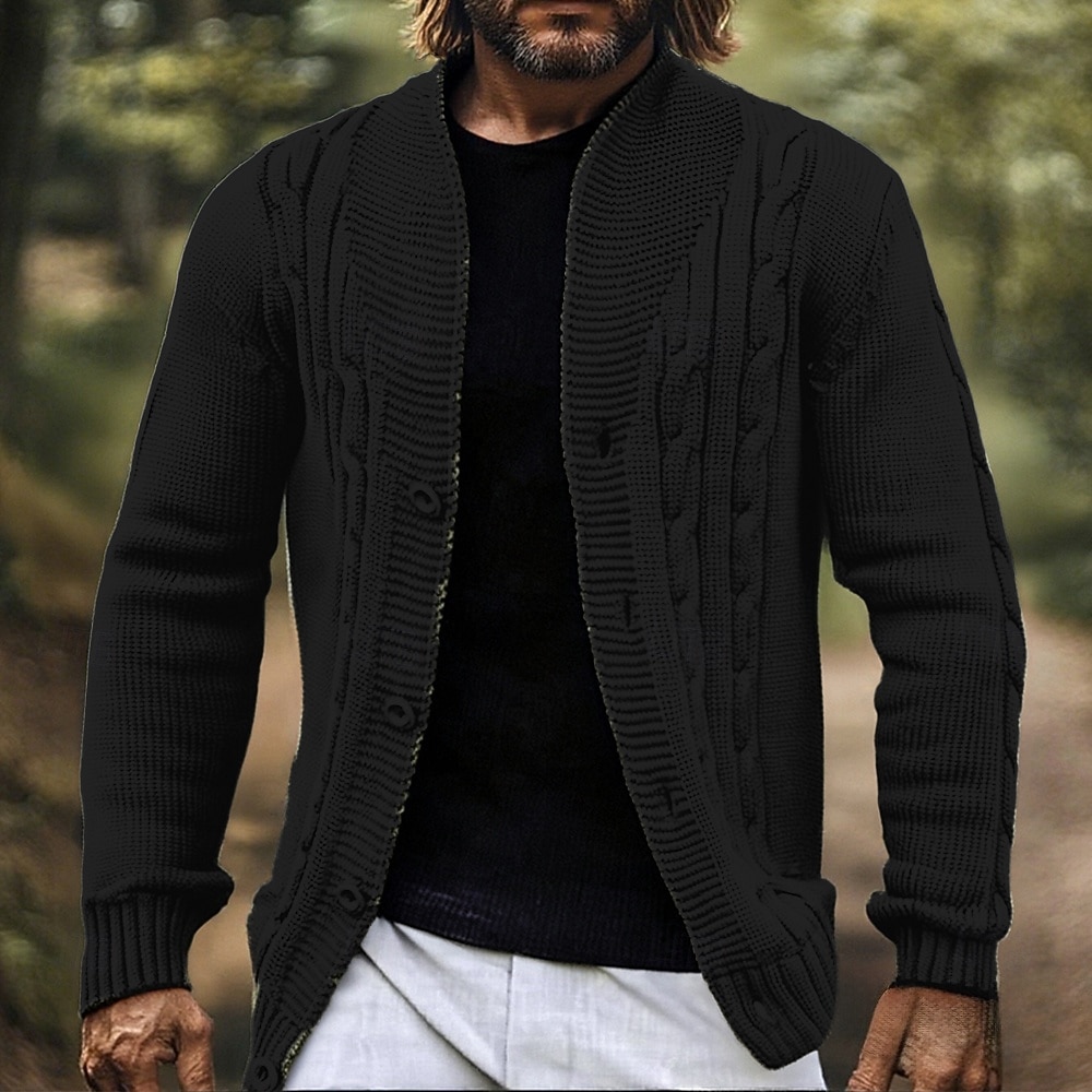 Herren Strickjacke Kurzer Pullover Strickpullover Gerippt Kurz gestrickt Stricken Normale Oberteile Stricken Kabel Einfarbig Stehkragen Mode Klassisch Urlaub Alltagskleidung Bekleidung Herbst Winter 2026 - $50.99 –P4