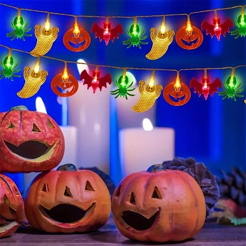 Guirlande lumineuse LED Halloween araignée citrouille chauve-souris 1,5 m 10 LED alimentée par batterie fête d'Halloween balcon jardin porche chambre décoration intérieure extérieure de 2025 ? $15.49 –P4