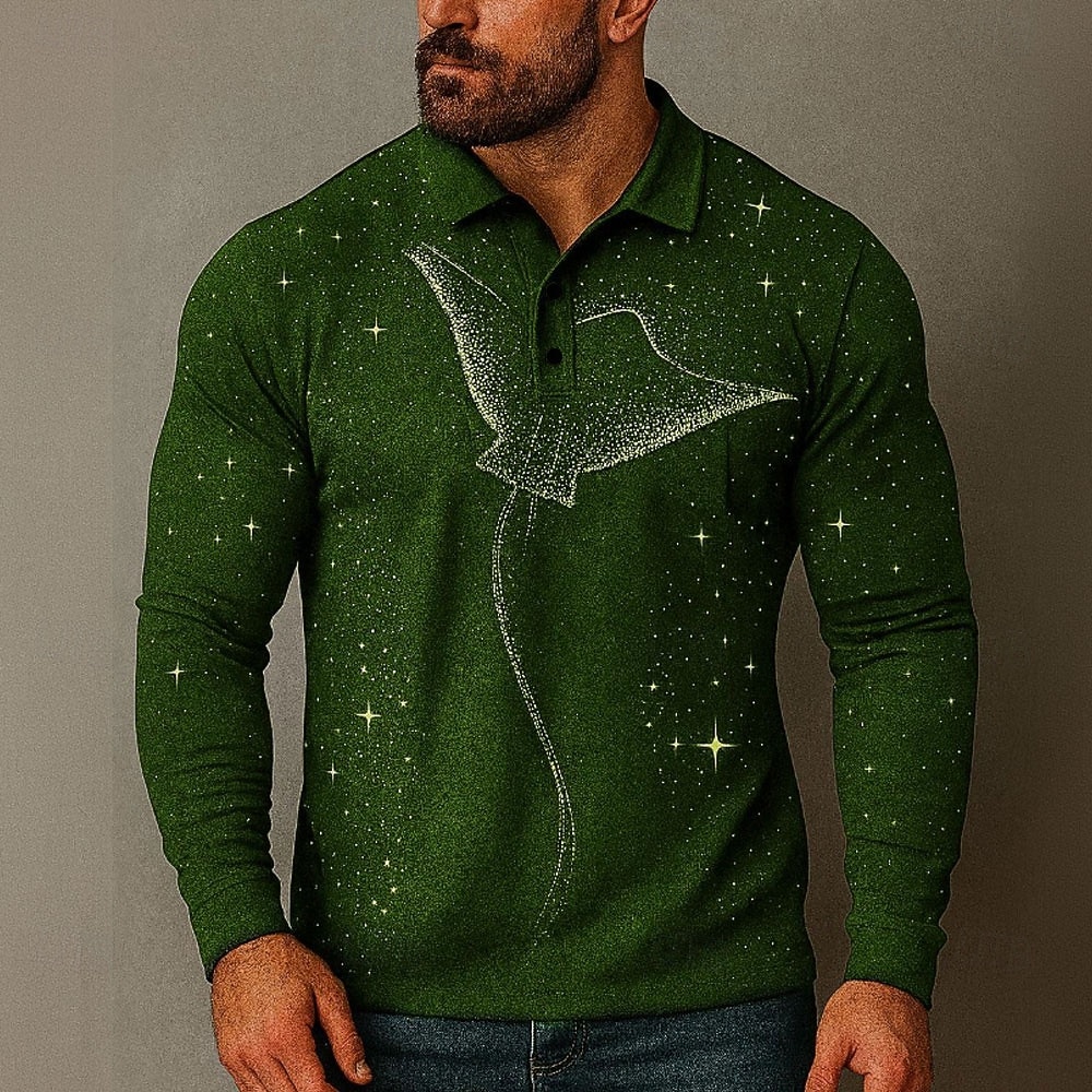 Homme À Motif Animal Polo manche longue Polos Revers Occasionnel Extérieur Rue Athleisure Tenue quotidienne Impression 3D Boutons Printemps Automne Hiver Noir Bleu Violet de 2025 ? $21.99 –P6