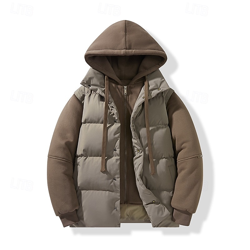 Herr Vinterkappa Pufferjacka Vadderad jacka Ficka Polyester Semester Dagliga kläder Datum Normal Mode Ledigt Bekväm Håller värmen Vinter Enfärgad / vanlig färg Svart Vit Ljusgrön Röd Pufferjacka 2025 - $60.99 –P10
