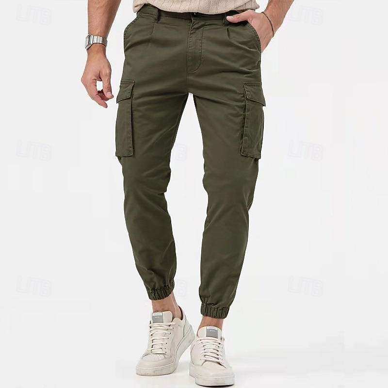 Men's Cargo Pants Joggers Trousers Buttons Multi Pocket Plain Wearable Outdoor Daily Camping & Hiking Fashion Classic Black White 2026 - $25.99 –P5