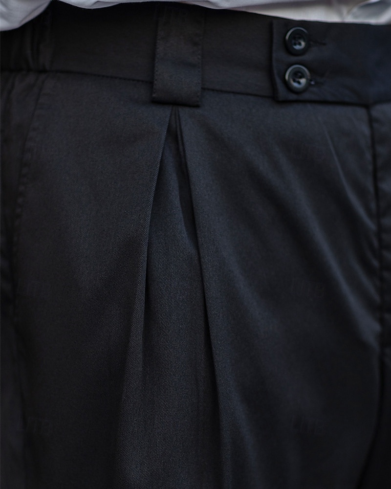 Herren Anzughose Hose Chinos Stoffhosen Tasche Knöpfe Einfach Komfort Formell Party Arbeit Mode Klassicher Stil Schwarz Marineblau Mikroelastisch 2025 - $26.99 –P4