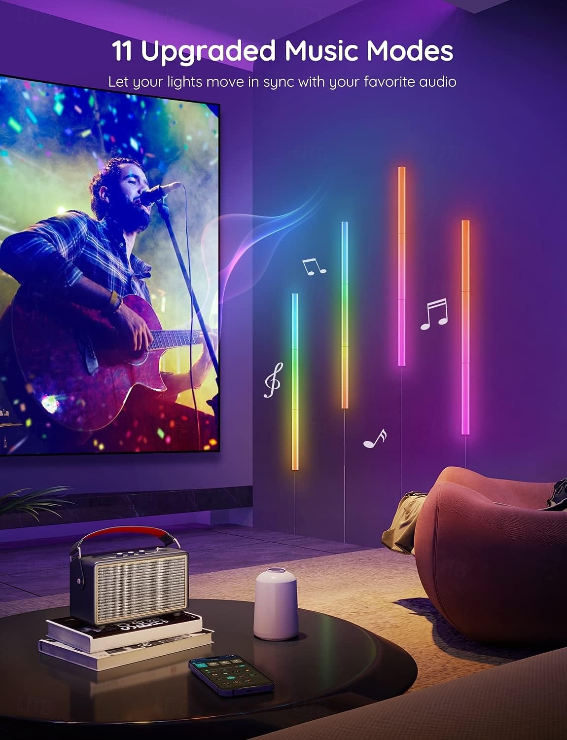 Glide-vägglampor 6 st, RGB LED-lampa, smart spellampa som fungerar med Alexa och Google Assistant, RGB-ljusramp, LED-vägglampor för sovrum 2025 - $71.99 –P3