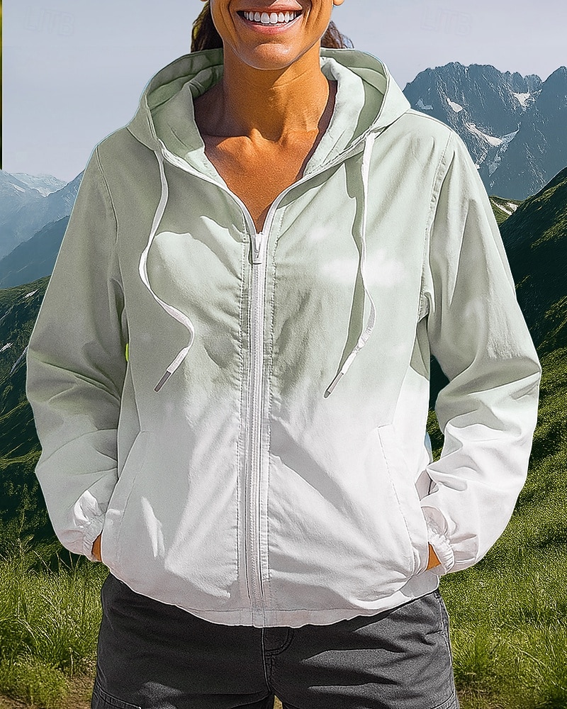 Damen Windjacke Softshelljacke Wanderjacke Außen Wasserdicht Winddicht Wanderoutfits Wanderbekleidung Frühling Herbst Oberteil Camping / Wandern / Höhlenforschung Laufen Farbverlauf Rosa Blau Leicht 2025 - $29.59 –P7