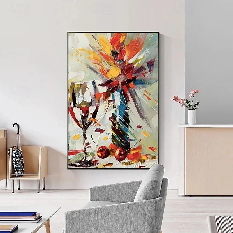 Painting on Canvas Prints Abstract Flower Wine Cup Frames Wall Art Contemporary Oversized Picture Living Room Modern Decor 2025 - $38.99 –P2
