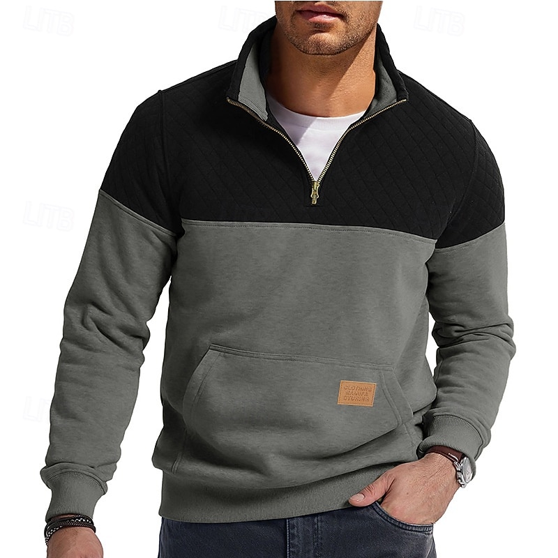 Per uomo Maglia Felpa con zip corta Vino Verde militare Blu Reale Marrone Cachi Mezza zip Blocco di colori Semplice Mezza cerniera Sport & Outdoor Quotidiano Ferie Vintage Streetwear Casual Autunno del 2026 a $35.99 –P6
