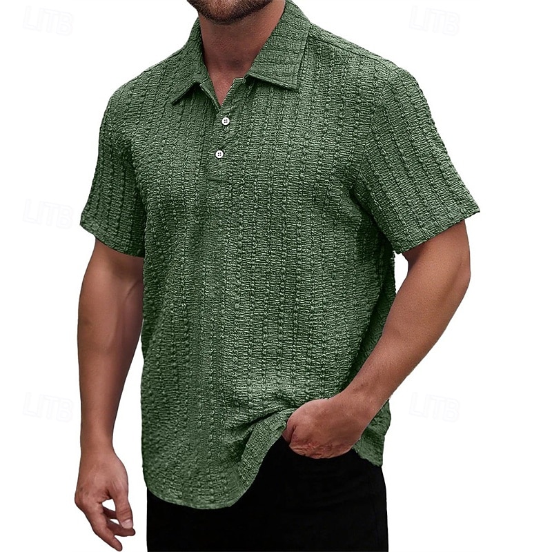 Men's Golf Shirt Golf Polos Shirts Work Casual Lapel Short Sleeve Basic Modern Plain Jacquard Buttons Summer Spring Regular Fit Wine Black Light Green Navy Blue Sky Blue Purple Golf Shirt 2025 - $23.99 –P8