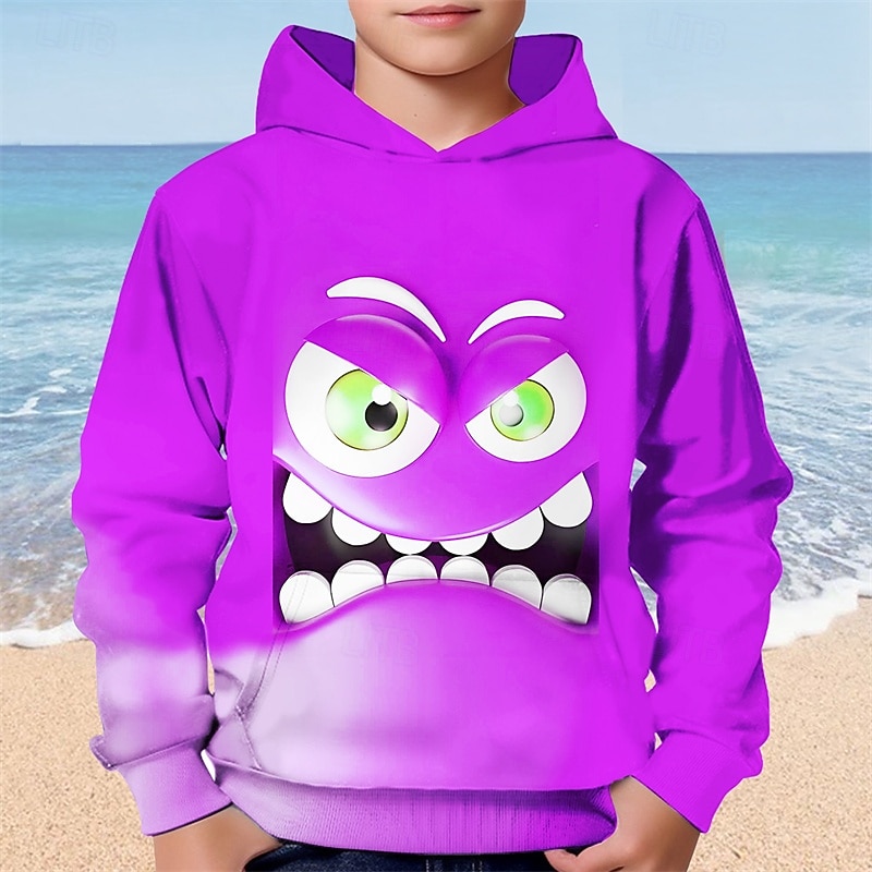Moletom com capuz estampa 3D para meninos, estampa engraçada com sorriso, manga longa, moda outono inverno, streetwear, crianças de 4 a 12 anos, com capuz, casual, para atividades ao ar livre, ajuste de 2025 por $18.99 –P5