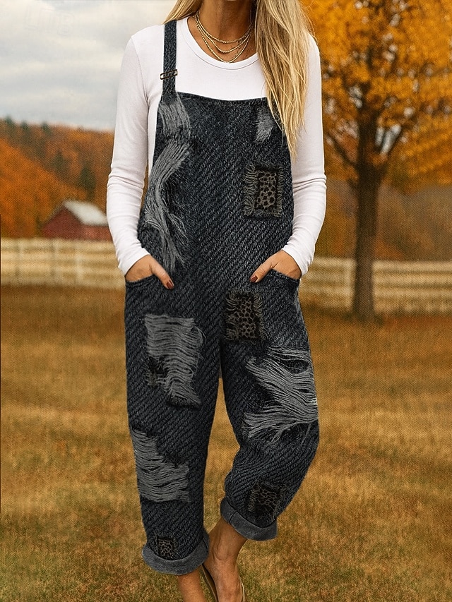 Tuta da donna in 100% cotone, leggera, grafica, senza maniche, dritta, scollo quadrato con tasca, per le vacanze, per tutti i giorni, vestibilità ampia, nera, blu navy, blu, estate del 2026 a $54.99 –P3