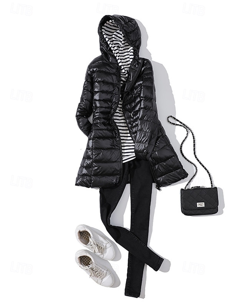Femmes Doudoune Manteau Chaud Confortable Fermeture éclair Avec Poches Mode Uni Fête Sortir Décontracté Quotidien Week-end Fermeture éclair Long À capuche Coupe régulière manche longue Vêtements de 2025 ? $57.99 –P3