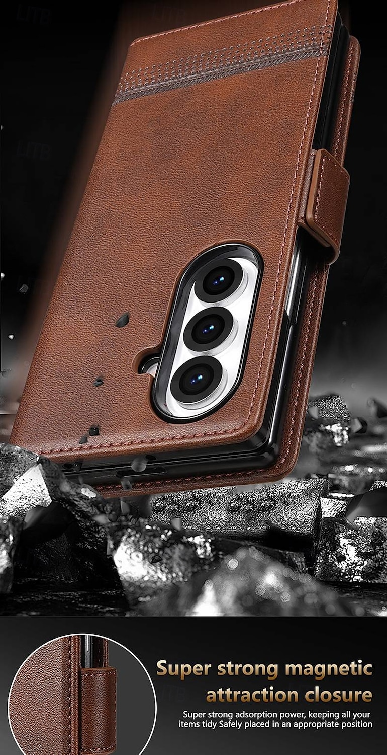 Phone Case For Samsung Galaxy Z Fold 7 Z Fold 6 Z Fold 5 Z Fold 4 Back Cover Card Slot Shockproof Retro TPU PU Leather 2025 - $13.99 –P3