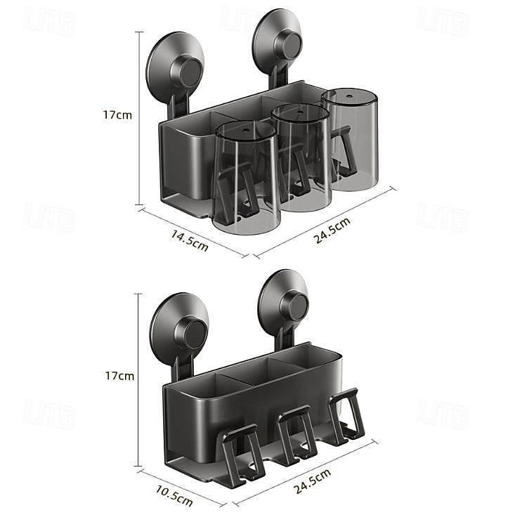 Porte-brosse à dents à ventouse avec tasses, étagère de salle de bain, porte-brosse à dents, organisateur de douche, brosse à dents murale, organisateur de salle de bain, organisateur de brosse à de 2026 ? $27.99 –P6