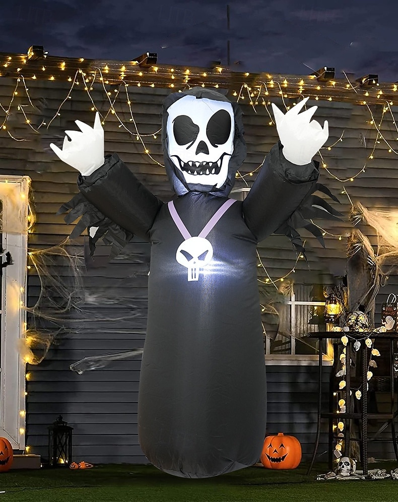 1 ks 1,2 m halloweenský bůh smrti lebka led světlo nafukovací vzduchový model vnitřní a venkovní nádvoří zahradní párty halloweenský festival atmosféra dekorativní světlo eu/us/uk/au zástrčka 2025 - $35.99 –P3
