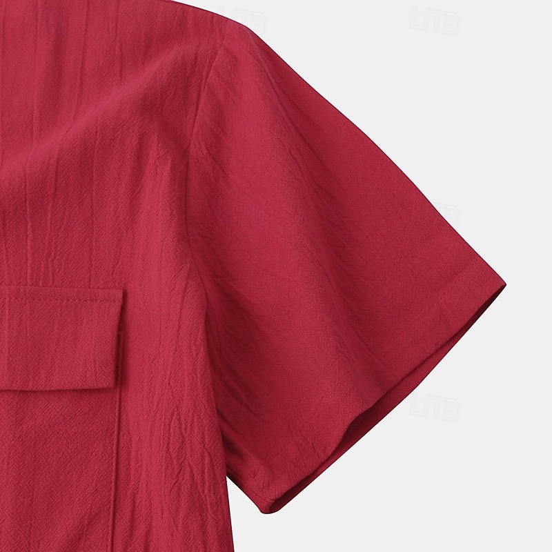 Per uomo Camicia Camicia di lino Camicia Estiva Abbigliamento da spiaggia Camicia con Bottoni Semplice Vacanza Casuale Bianco + Verde Verde + rosa Bianco + blu navy Rosa + blu navy Manica Corta Collo del 2025 a $27.99 –P5