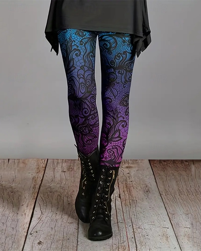 Mulheres Calças Leggings Leggings aconchegantes Roupa de rua Casual Comprimento total Cintura Alta Floral Cintura elástica Imprimir Respirabilidade Confortável Com Stretch Férias Rua Roupa Diária Azul de 2025 por $18.99 –P1