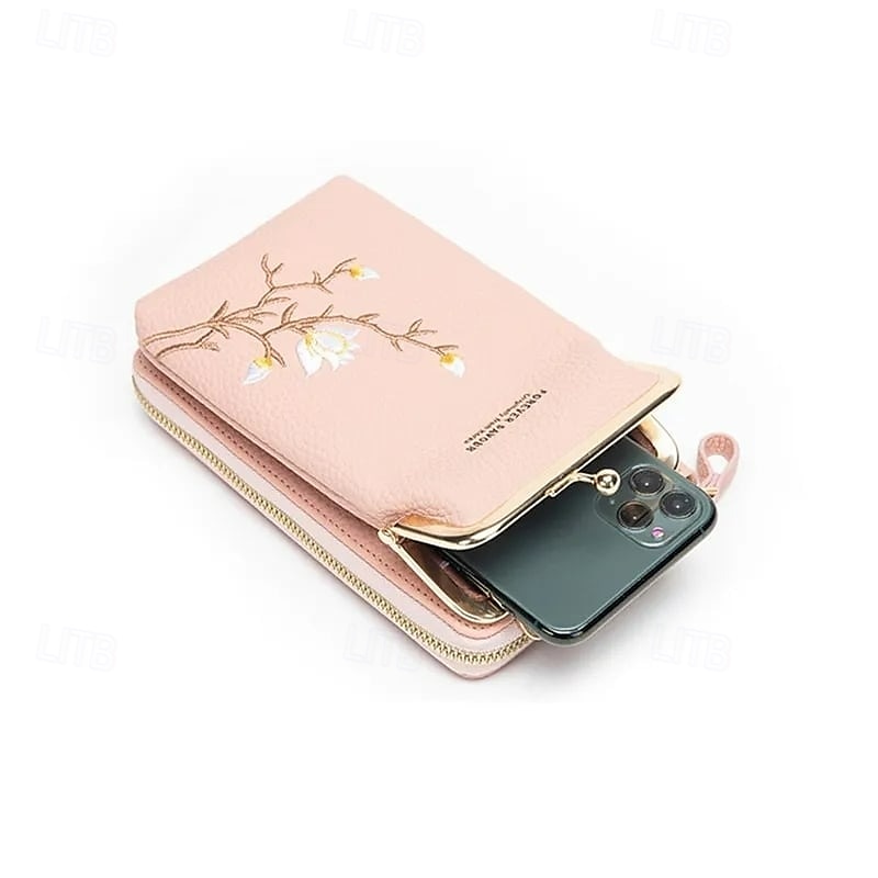 Portafoglio a tracolla da donna con porta cellulare, elegante mini borsa a tracolla ricamata, borsa da donna multifunzionale, piccola borsa a tracolla alla moda casual per l'uso quotidiano del 2025 a $17.49 –P6