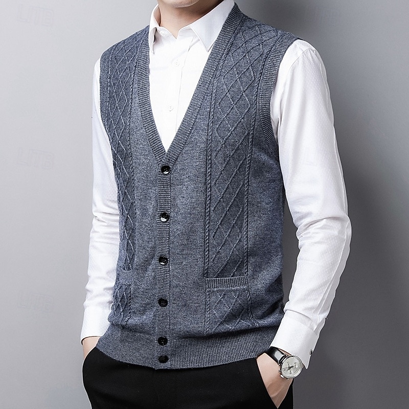 Herren Pullover Kleid Pullover Strickjacke Strickpullover Gerippt Stricken Normale Oberteile Gestrickt Gerippt Einfach V Ausschnitt Mode Schals Lässig Alltagskleidung Bekleidung Herbst Winter 2025 - $41.99 –P2