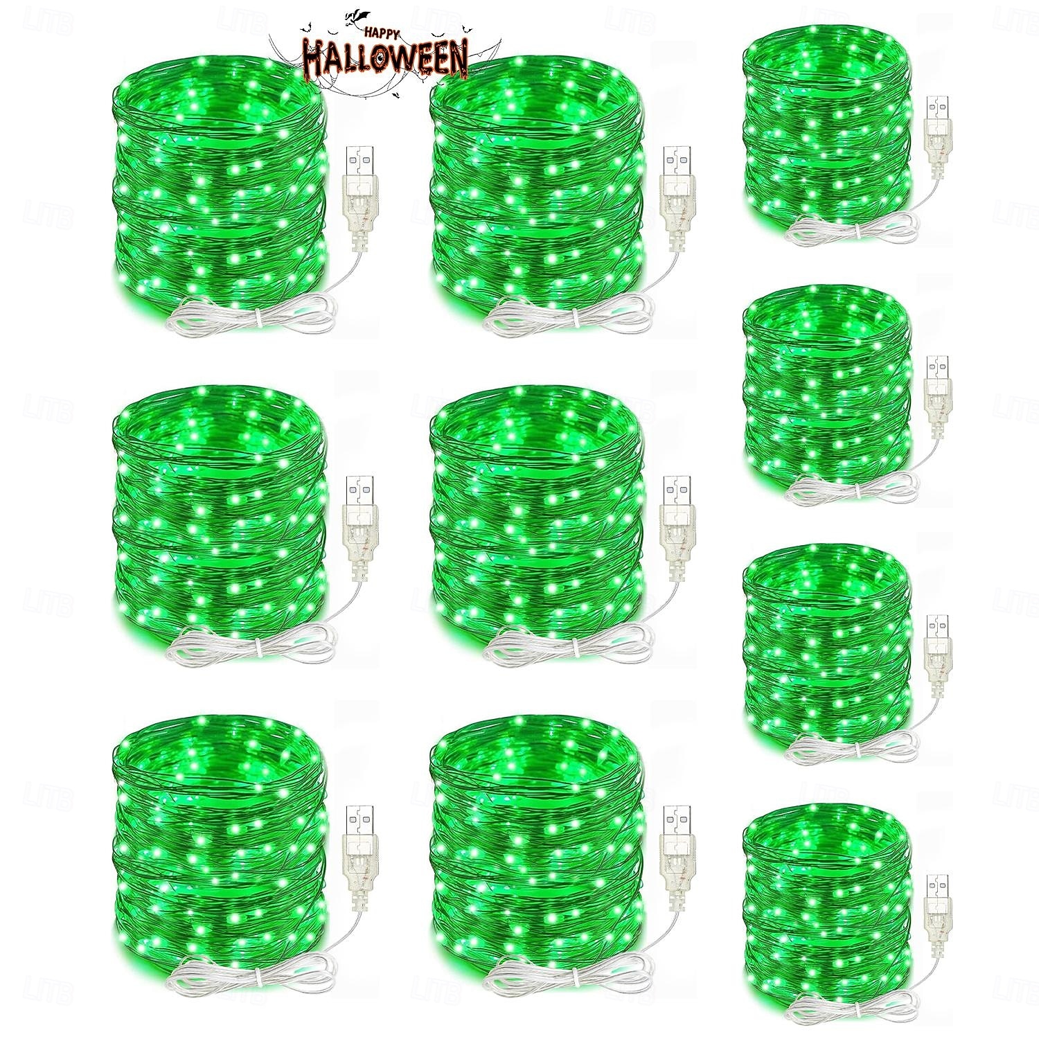 10 db 5 m/16,4 láb 50 led sugár tündérfényfüzér halloween karácsony Valentin nap újév esküvői party fesztivál beltéri és kültéri dekoráció rézdrótos fények usb tápegység ip44 vízálló 2025 - $20.99 –P12