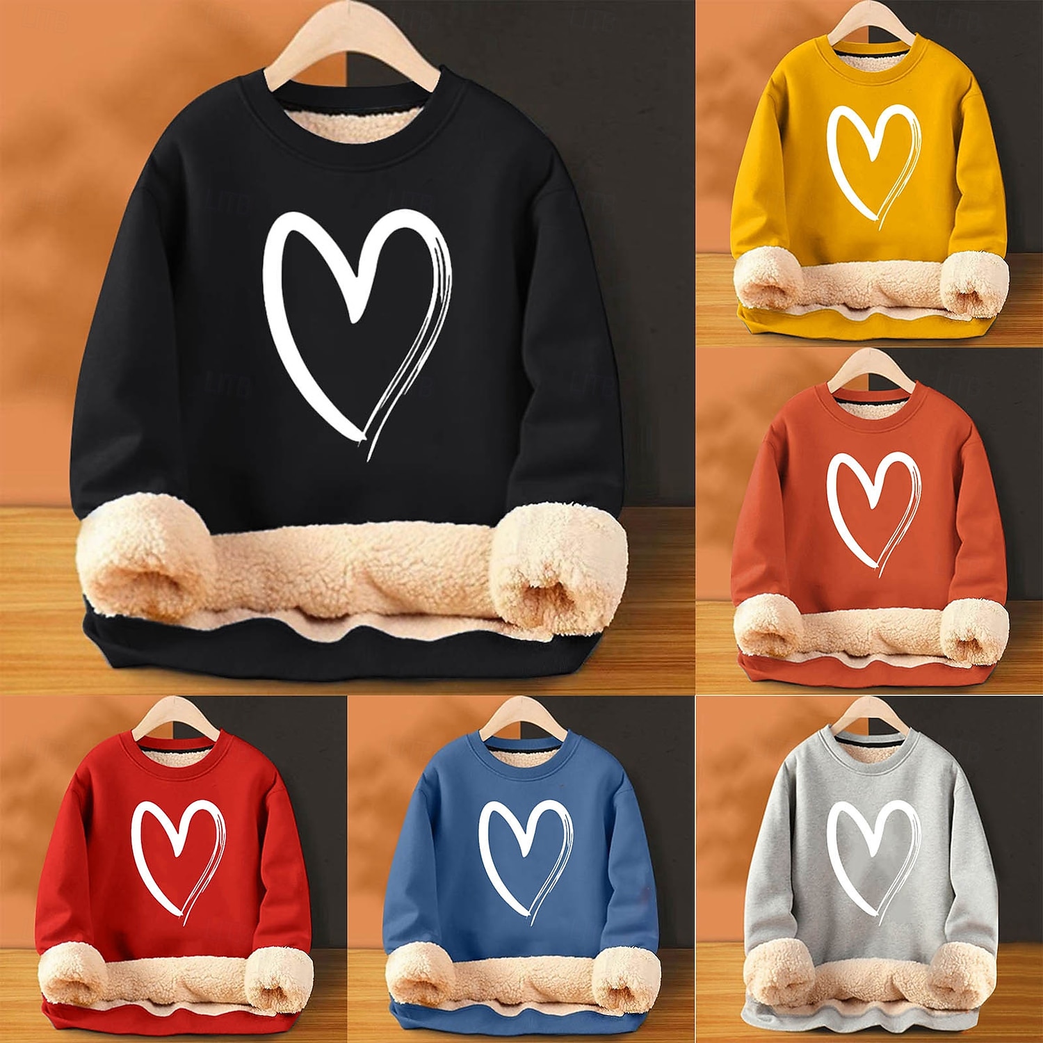 Per uomo Felpa in pile Nero Giallo Rosso Arancione Grigio chiaro Girocollo Cuore Semplice Stampe Grafiche Stampato Casuale Quotidiano Uscire Poliestere Streetwear Casual Autunno Inverno Abbigliamento del 2025 a $18.49 –P1