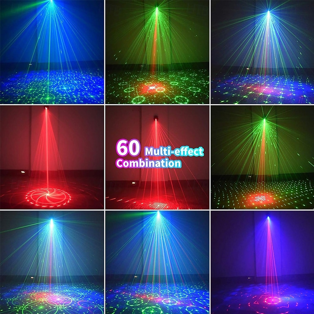 DJ disco podium feestverlichting led geluid geactiveerd laserlicht rgb flits stroboscoop projector met afstandsbediening voor kerst halloween decoraties karaoke pub ktv bar dans cadeau verjaardag 2025 - $58.99 –P2