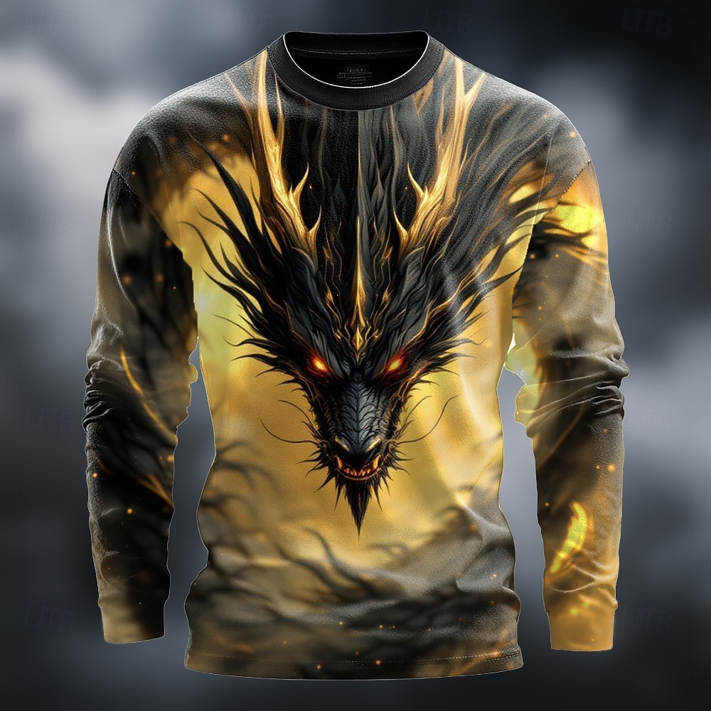 Men's Dragon 3D T Shirt Long Sleeve T shirt 3D Print Crew Neck Shirt Fashion Fantasy Casual Daily Street Lake Blue Yellow Green Summer Spring Clothing Apparel S M L XL XXL XXXL 2026 - $21.99 –P4