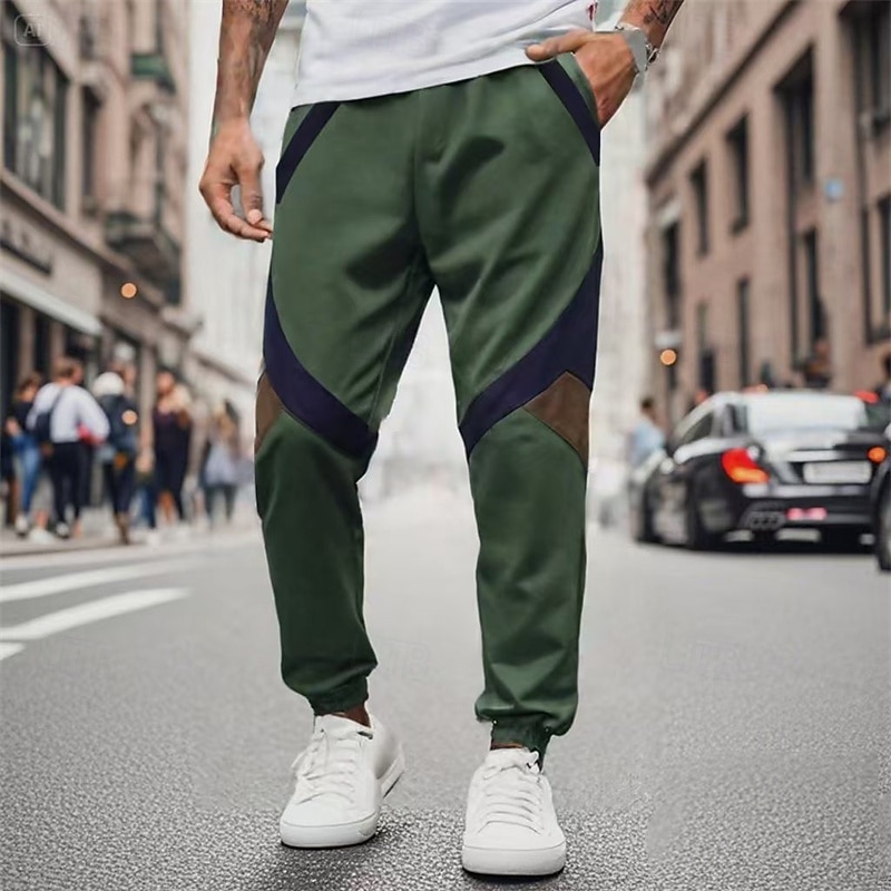 Per uomo Pantaloni da tuta Joggers Pantaloni Coulisse Tasca Elastico in vita Blocco di colori Comodità Sport all'Aperto Quotidiano Moda Casual Verde militare Nero Micro-elastico del 2026 a $18.99 –P3