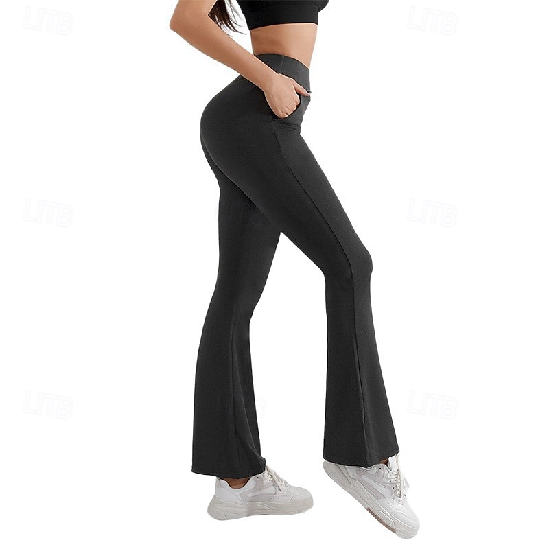 Mujer leggings acampanados Leggings de yoga de vellón Con bolsillos Alta cintura Gimnasio De Deporte Pilates Prendas de abajo Color sólido Negro Invierno Deportes Ropa de Deporte 2025 - $15.49 –P5