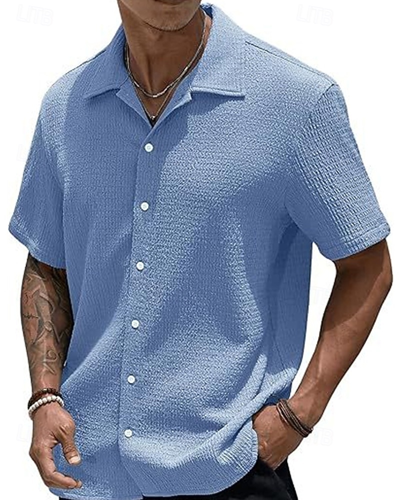 Per uomo Camicia Camicia Estiva Camicia casual Camicia da Spiaggia Camicia con Bottoni Marrone Scuro Nero Bianco Verde chiaro Rosa Manica Corta Semplice Bavero Vacanza Camicia hawaiana Abbigliamento del 2025 a $23.99 –P1