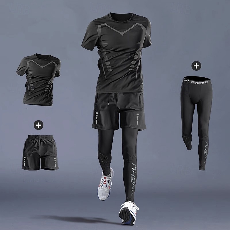 Homme Combinaisons d'entraînement Ensemble de sport 3 pièces Couleur Unie Ensemble Vêtements Été # 1 # 2 Basket-ball Course Yoga Taille haute Séchage Rapide Manche Courte Sport Tenues de Sport de 2026 ? $42.99 –P5