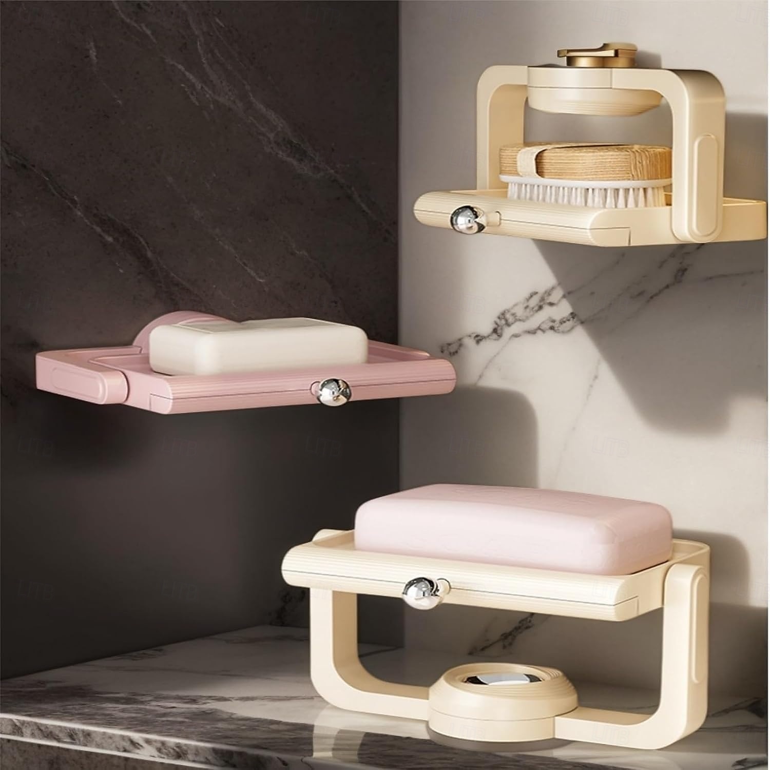 Wandgemonteerde zuignap roterende zeepbak met afvoer, niet-borende spons en zeeprek organizer, perfect voor douche, badkamer, bad en keukengootsteen 2025 - $13.99 –P6