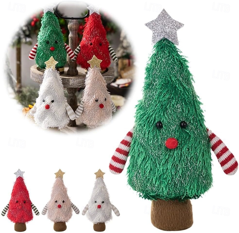 ornament de păpușă de pluș în formă de brad de Crăciun, păpuși drăguțe de pluș, brazi de Crăciun, design de copaci moi, figurine, păpuși, decorațiuni de birou pentru acasă și birou, sărbători 2025 - $7.99 –P1
