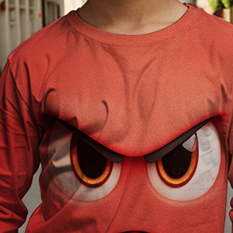 Pojkar tecknat roligt leende ansikte t-shirt långärmad 3D-tryck höst vintermode grundläggande barn 4-12 år rund hals utomhus casual daglig normal passform 2025 - $13.99 –P5