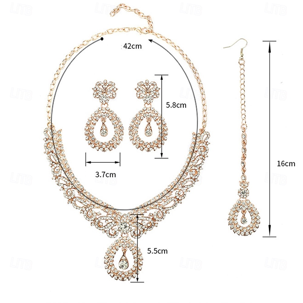 Parure de bijoux 3 Or Strass Chrome Boucles d'oreilles Collier Femmes Élégant ancien Mode Le style rétro Classique Parure de Bijoux Pour Mariage Soirée robe demoiselle d honneur de 2025 ? $23.99 –P7