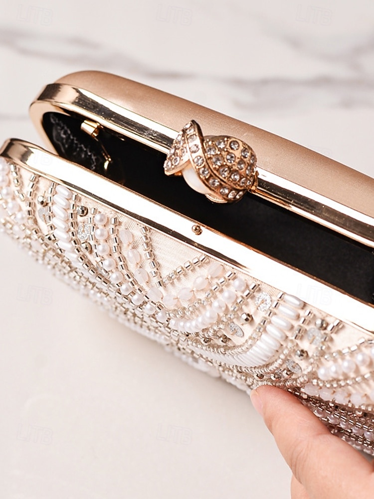 תיק קלאץ' ערב לנשים מעוטר פנינים, חרוזי קריסטל ועיצוב וינטג' בסגנון אר-דקו – תיק יד אלגנטי לאירועים מיוחדים ומסיבות 2026 - $42.99 –P7