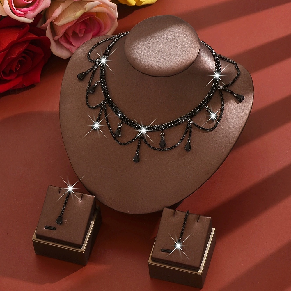 Schmuckset 3 Stück Strass Legierung Ohrringe Halskette Damen Elegant Vintage Mode Geometrisch Geometrisch Schmuck-Set Für Hochzeit Party Hochzeitsgast 2025 - $24.99 –P2