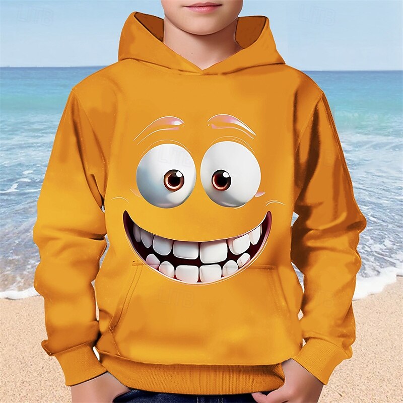 Moletom com capuz estampa 3D para meninos, estampa engraçada com sorriso, manga longa, moda outono inverno, streetwear, crianças de 4 a 12 anos, com capuz, casual, para atividades ao ar livre, ajuste de 2025 por $18.99 –P2