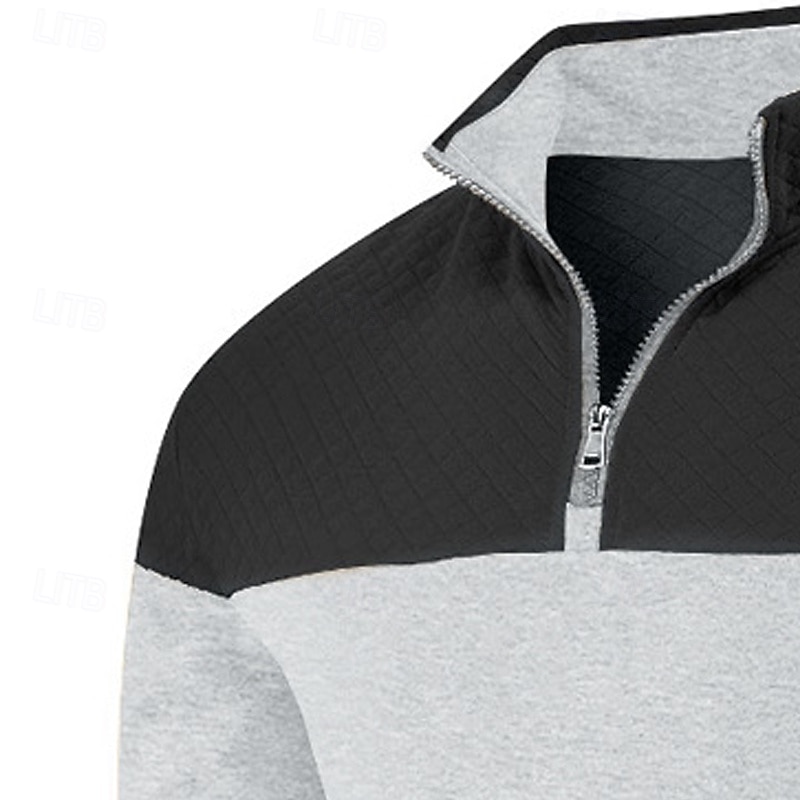 Hombre Sudadera Sudadera con estampado de gofres Sudadera con capucha y cremallera de un cuarto Sudadera con capucha de lana Sudadera con capucha forrada de polar Negro Verde Ejército Azul Marino 2025 - $23.99 –P8