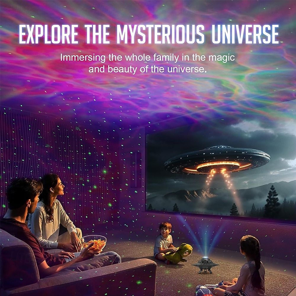 UFO Проектор Галактики LED Огни для Спальни Звездный Проектор Ночной Светильник для Детей и Взрослых Звездное Небо Потолочный LED Свет Комнатный Декор Эстетические Подарки на Дни Рождения 2026 - $74.99 –P6