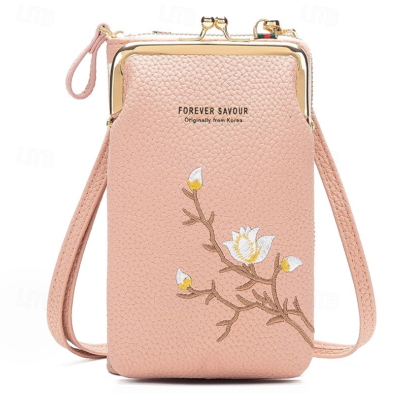 Portafoglio a tracolla da donna con porta cellulare, elegante mini borsa a tracolla ricamata, borsa da donna multifunzionale, piccola borsa a tracolla alla moda casual per l'uso quotidiano del 2025 a $17.49 –P9