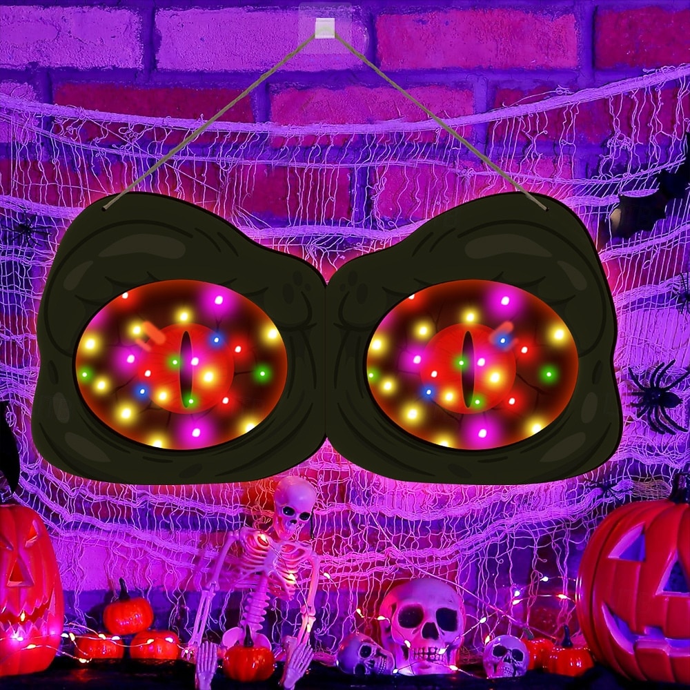 Halloween Decorations Spooky Eyes Lights 21 Inch Large Wooden Halloween Window Eye Lights with 8 Color Modes and USB/Battery Operated for Home Wall Window Trees Halloween Decor 2025 - $29.99 –P17