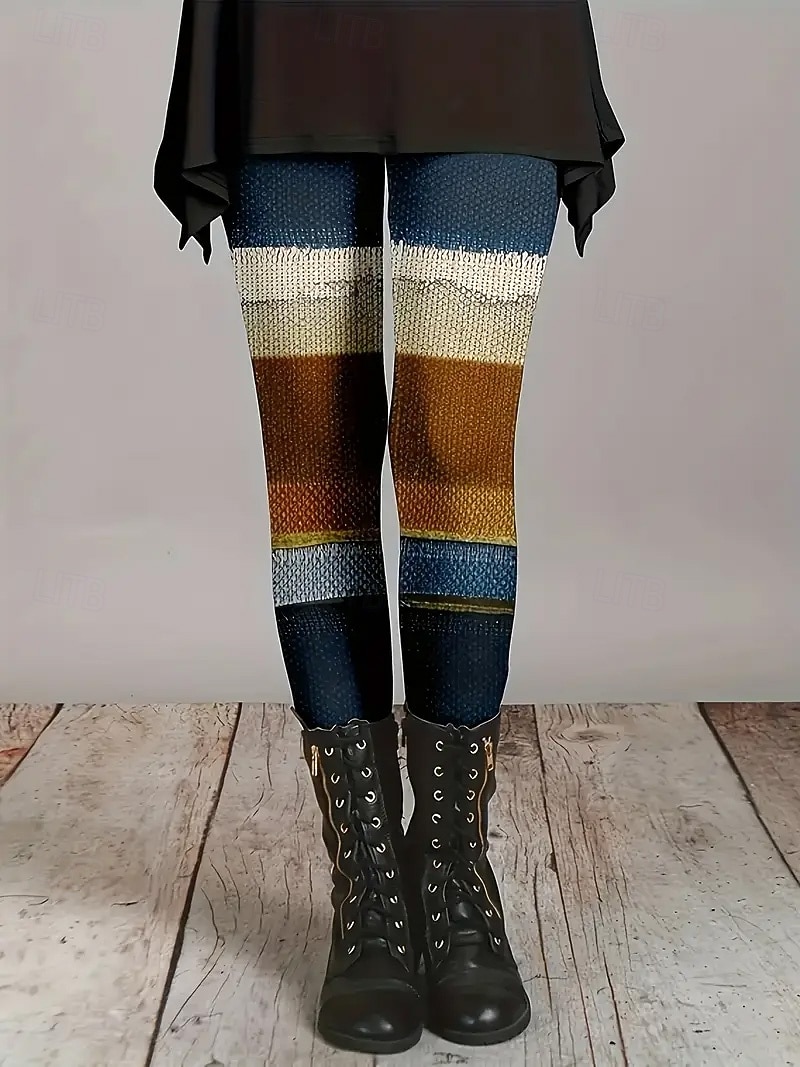 Per donna Pantaloni Leggings Leggings comodi Streetwear Casual Lunghezza intera Vita Alta Blocco di colori Elastico in vita Stampato Traspirabilità Confortevole Elasticizzato Vacanza Streetwear del 2026 a $17.99 –P5