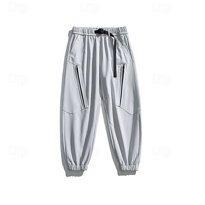 Homens Calças de Trilha Calças impermeáveis Calças com cordão Calças Softshell Ao ar livre Normal Prova-de-Água A Prova de Vento Calças Bolsos Cintura elástica Preto Branco Acampar e Caminhar Corrida de 2025 por $48.99 –P14
