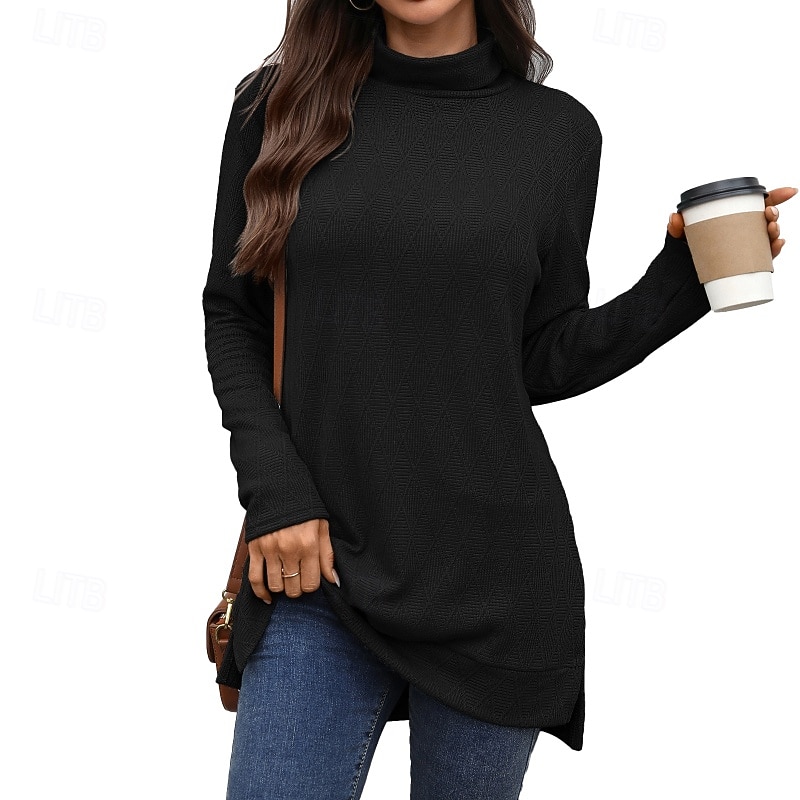 Pentru femei Bluză Simplu Modern Casual Manșon Lung Guler Pe Gât Topuri obișnuite Zilnic Concediu Negru Galben Roz Îmbujorat Bleumarin Toamnă 2025 - $25.99 –P8
