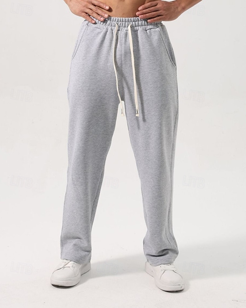 Men's Sweatpants Trousers Straight Leg Sweatpants Drawstring Pocket Elastic Waist Plain Comfort Sports Outdoor Daily Fashion Casual Black White Micro-elastic 2026 - $21.99 –P12