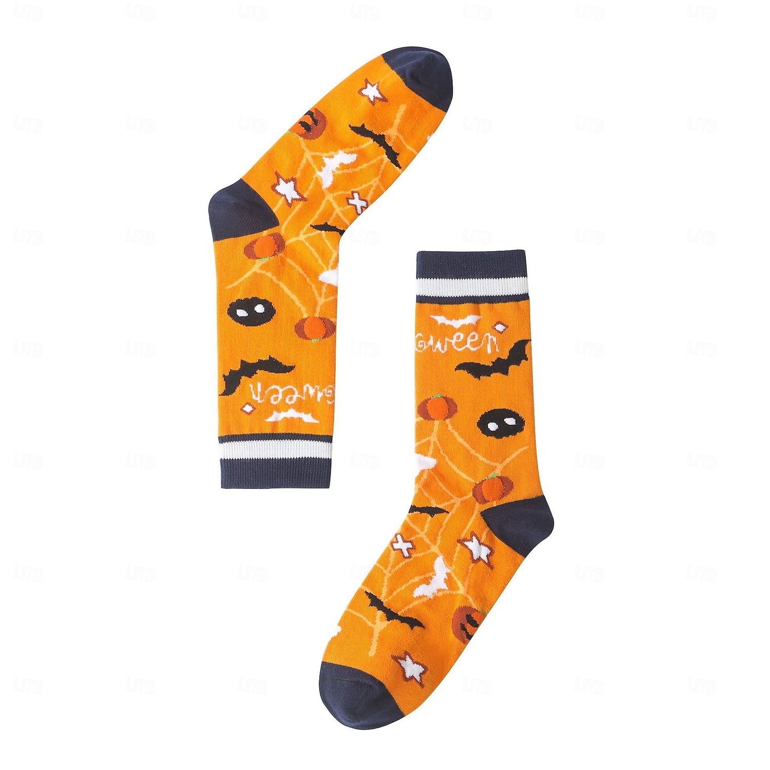 Calcetines de algodón de Halloween, calcetines casuales de media pantorrilla que absorben la humedad con diseño de calabaza, medias de estilo urbano unisex de gran tamaño y de moda. 2025 - $7.99 –P6