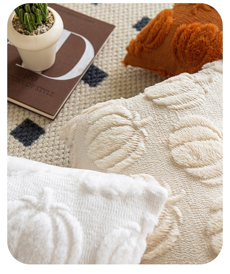 2026年 秋用クッションカバー 18 x 18インチ 感謝祭やハロウィーンの装飾用カボチャクッションカバー、ラストベージュとホワイト、ソファベッドの装飾  コレクション – $10.99 –P1