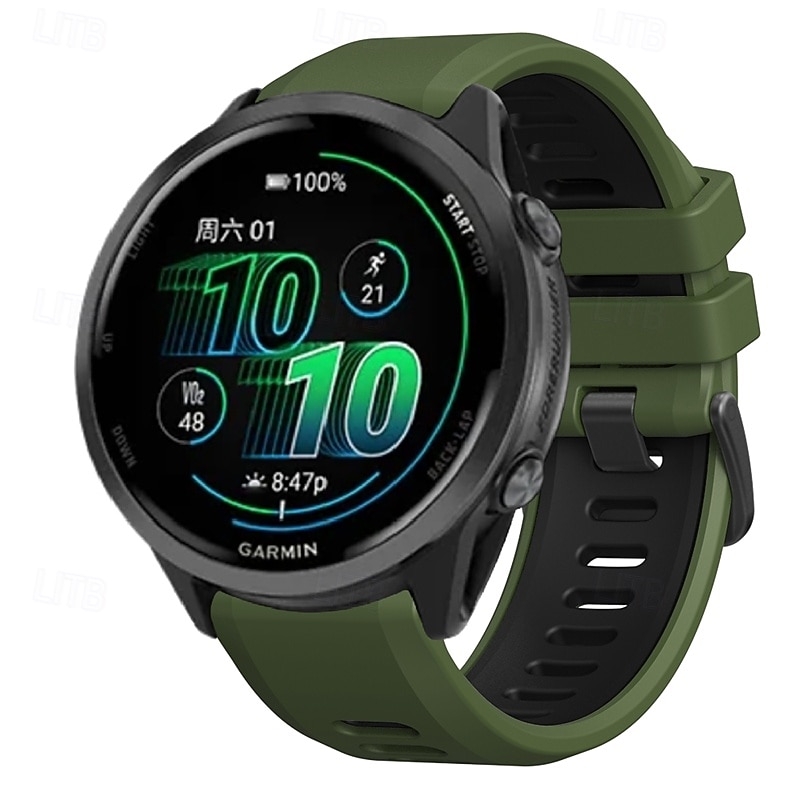 Klokkerem til Garmin Forerunner 570 47 mm/265 (musikk)/255 (musikk)/Venu 3/Vivoactive 4 Marq Descent Quatix 22 mm silikonrem i rustfritt stål, tofarget 2025 - $15.99 –P12