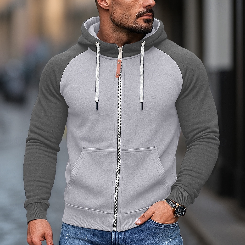 Per uomo Felpa con cappuccio Felpa con cappuccio a zip intera Felpa con cappuccio in pile Felpa con cappuccio foderata in pile Nero Borgogna Blu Grigio chiaro Grigio scuro Con Cappuccio Semplice del 2025 a $18.99 –P4