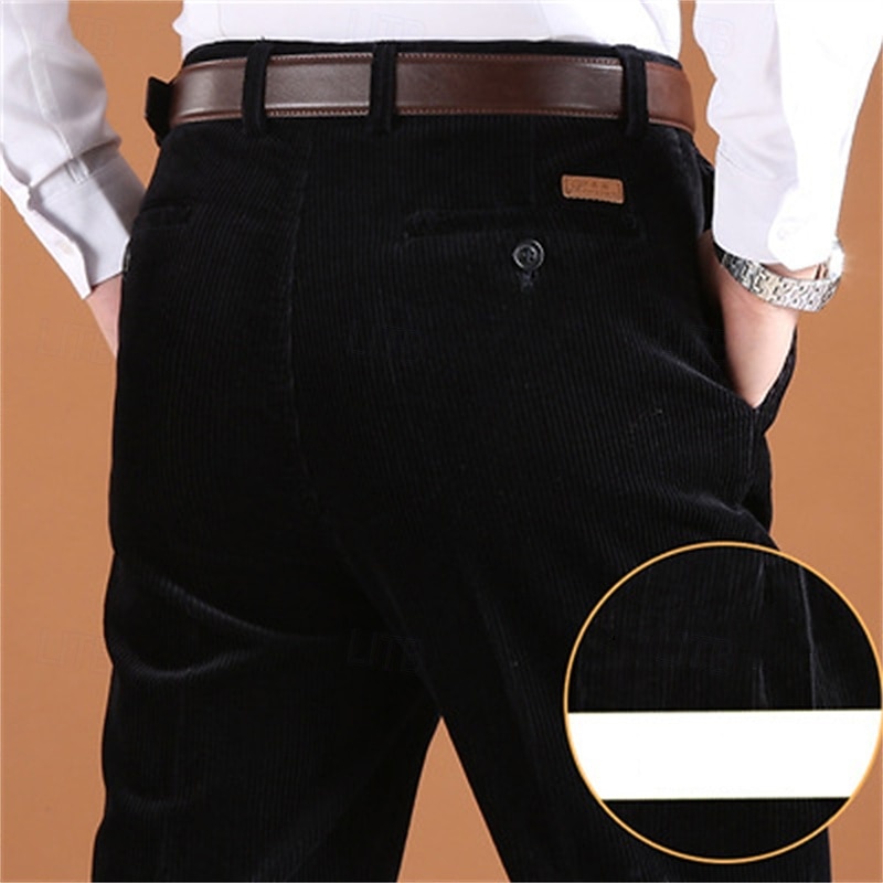 Herren Anzughose Cordhose Hose Chinos Tasche Knöpfe Einfach Komfort Formell Party Arbeit Mode Klassicher Stil Schwarz Marineblau Mikroelastisch 2025 - $41.99 –P11
