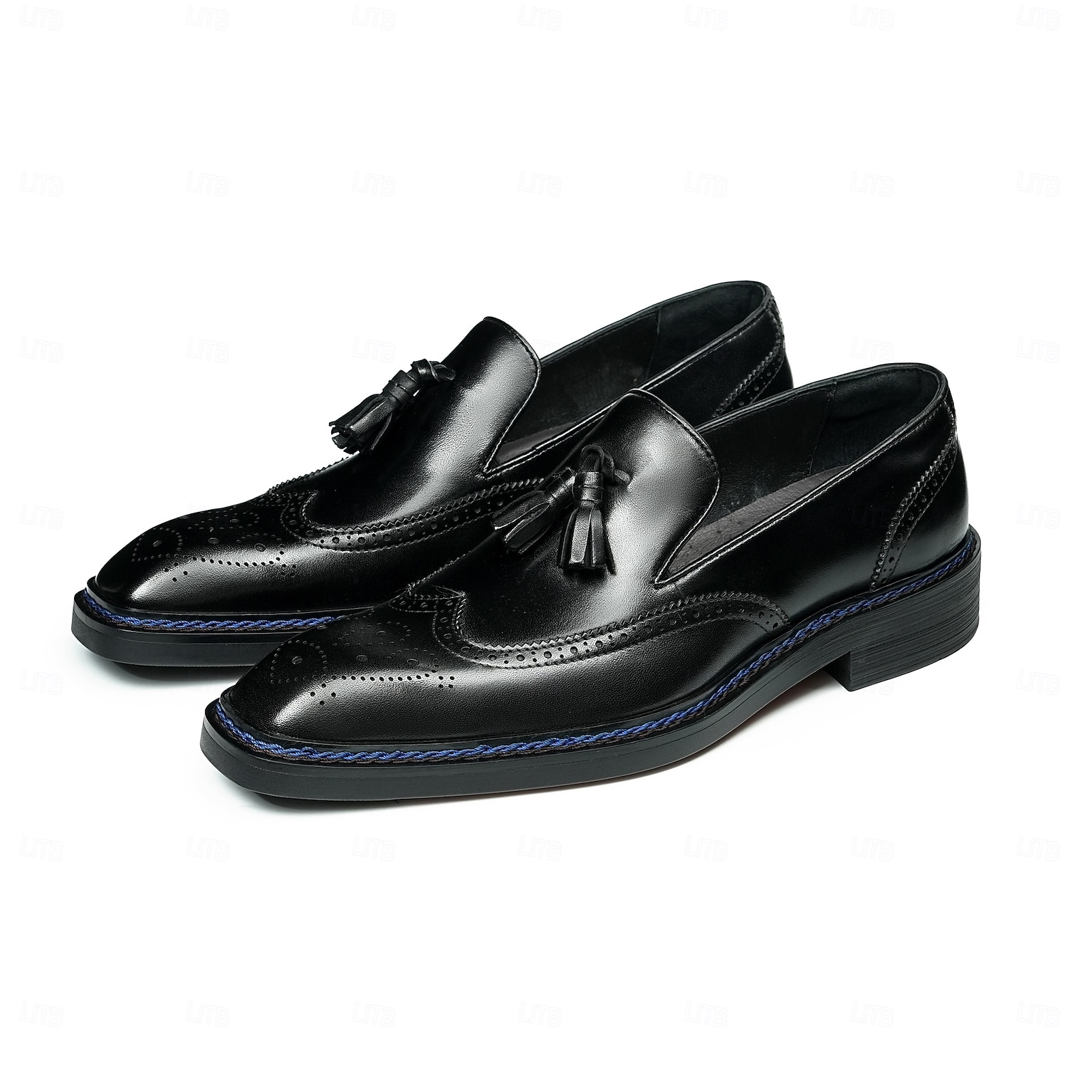 Heren leren loafers met kwastjes - klassieke brogueschoenen van echt koeienhuid met geperforeerde details, instapschoenen voor zakelijk gebruik, op kantoor, op bruiloften en bij elegante gelegenheden 2026 - $119.99 –P3